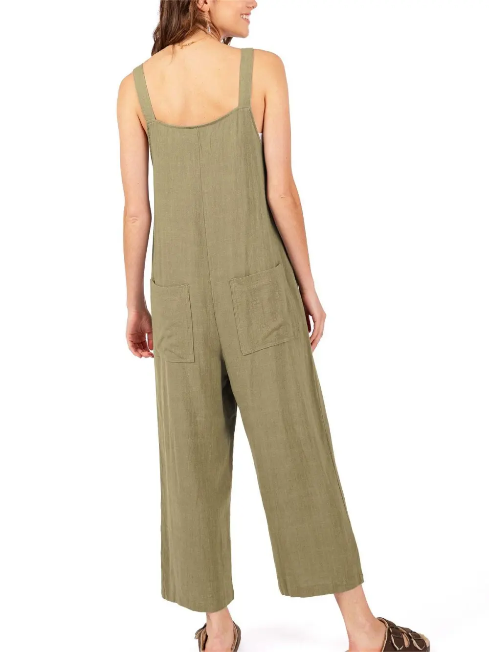 Lana Roux Crop Wide-Leg Linen Jumpsuit