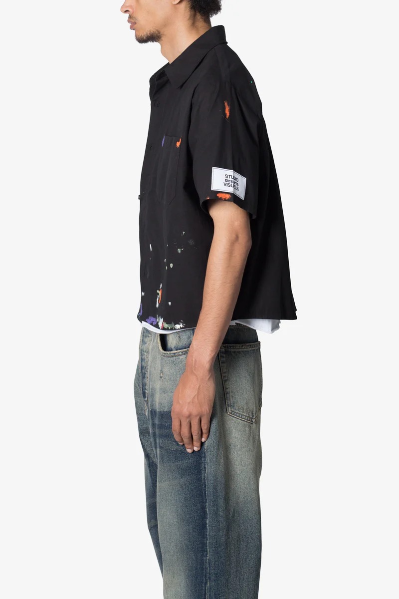 POPLIN PAINTER S/S BLACK SHIRT