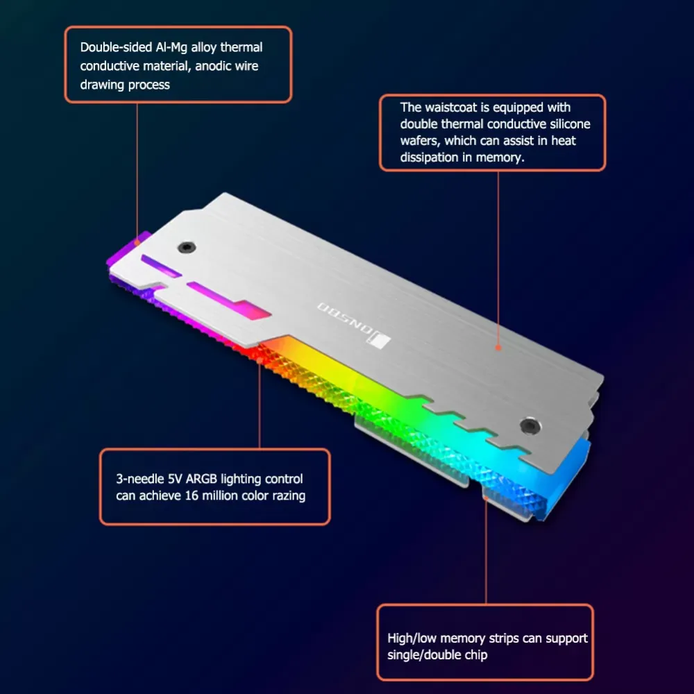 NC-3 RAM Heatsink Radiator 5V 3Pin ARGB Desktop PC Memory Cooling Vest Heat Thermal Pad Cooler For Computer Ram DDR3 DDR4