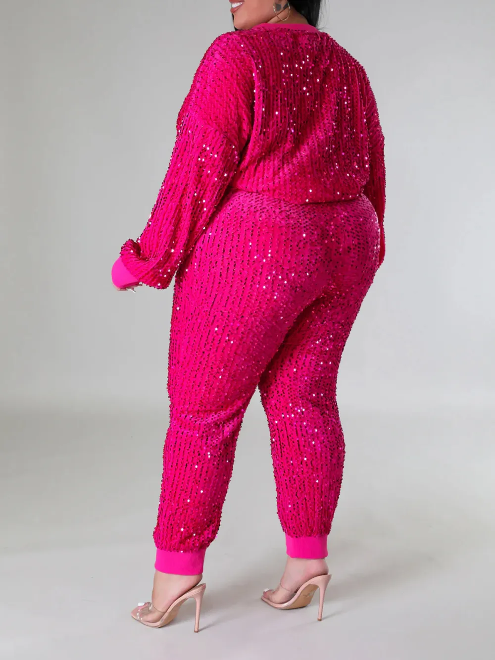 Plus Size Women'S Fashion Sequin Suit