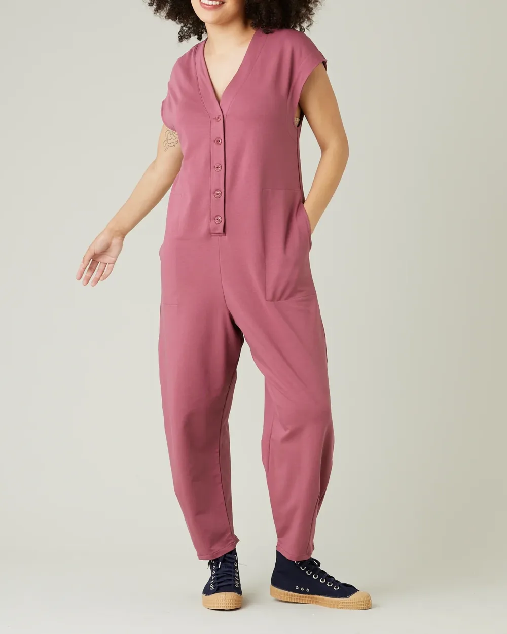 AUTUMN ROSE COTTON JERSEY JUMPSUIT