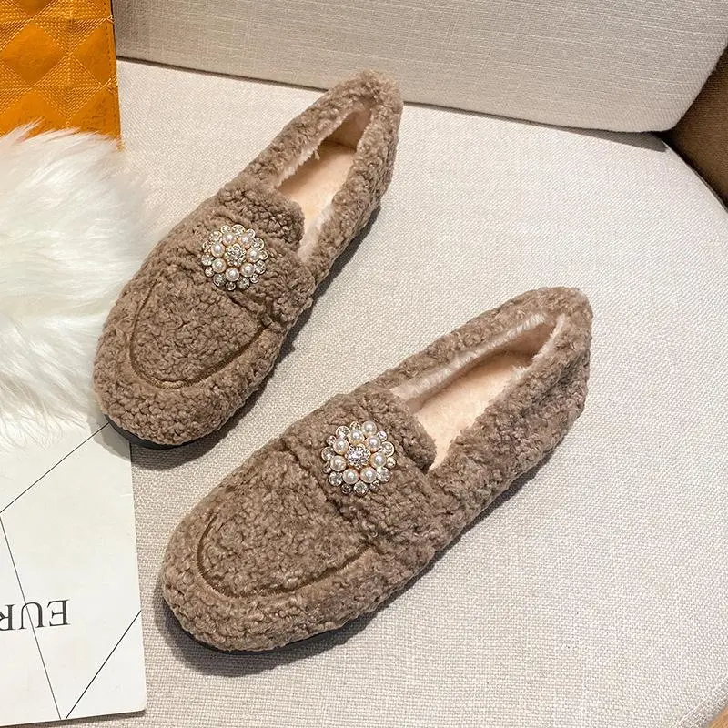 Cilool Furry Flats Loafers Fu63