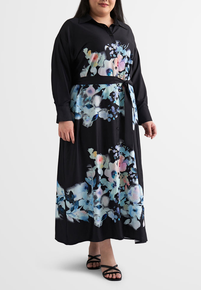 Floral Belted Long Shirt Dress