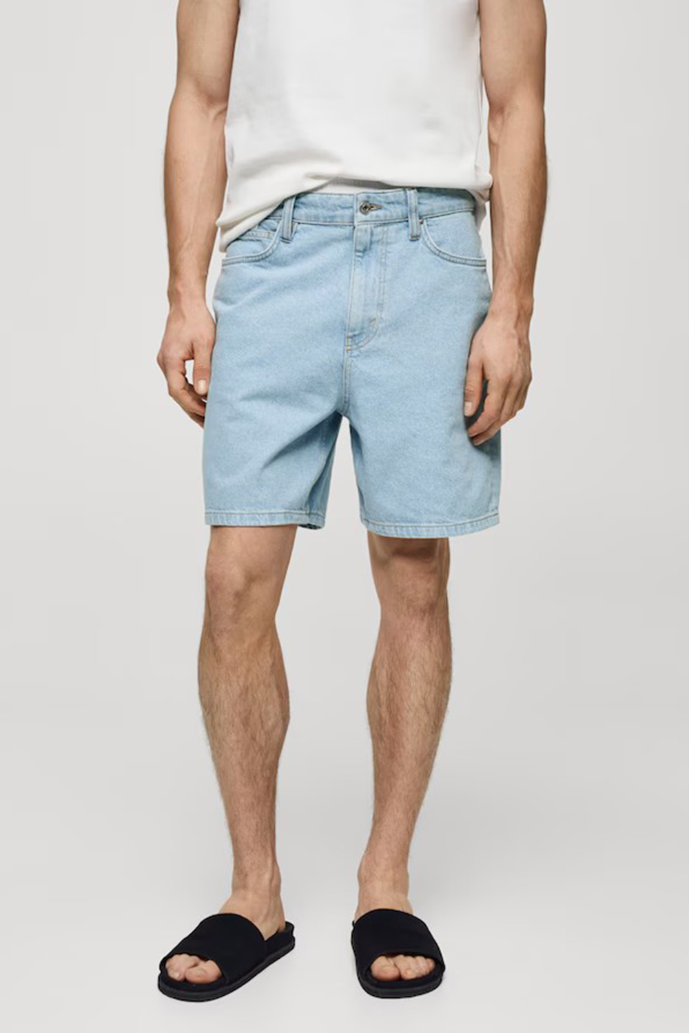 Non-Stretch Denim Bermuda Shorts