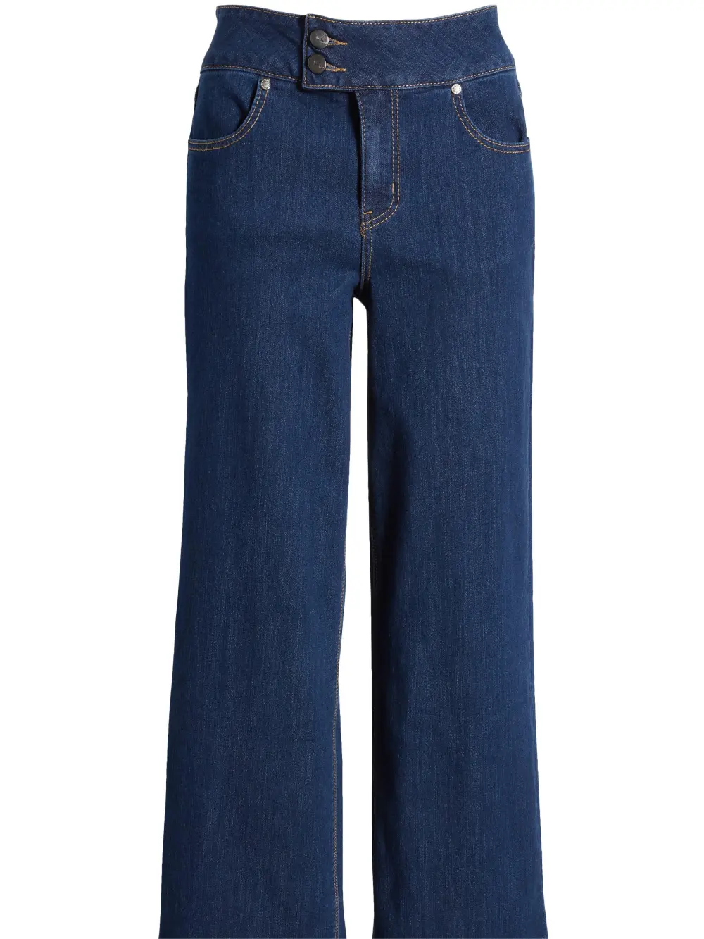 Two-Button High Waist Wide Leg Jeans