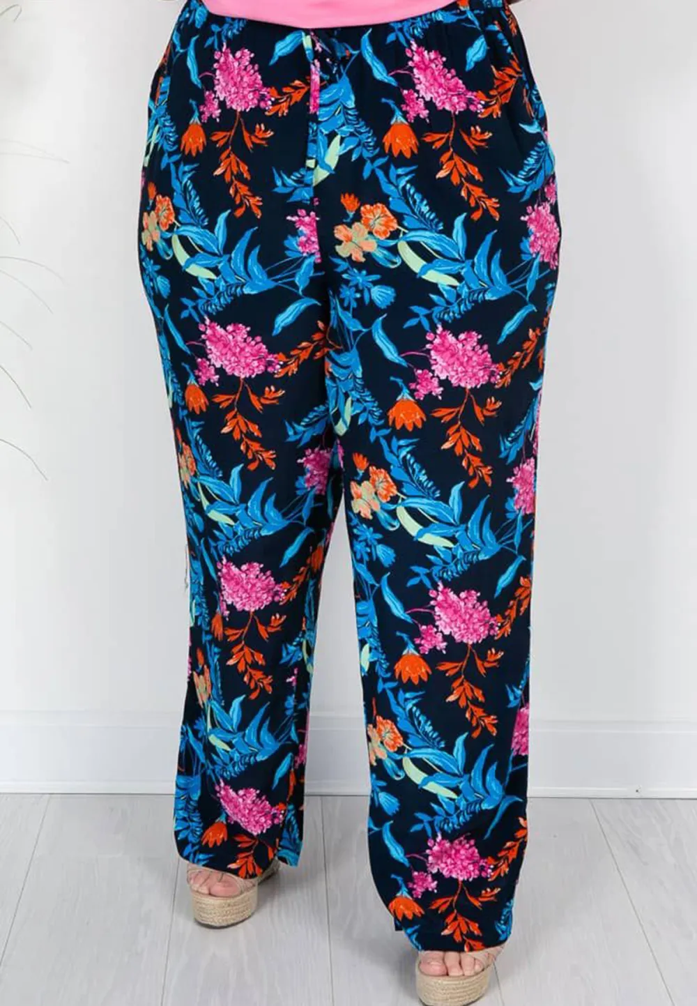 Navy Floral Trousers