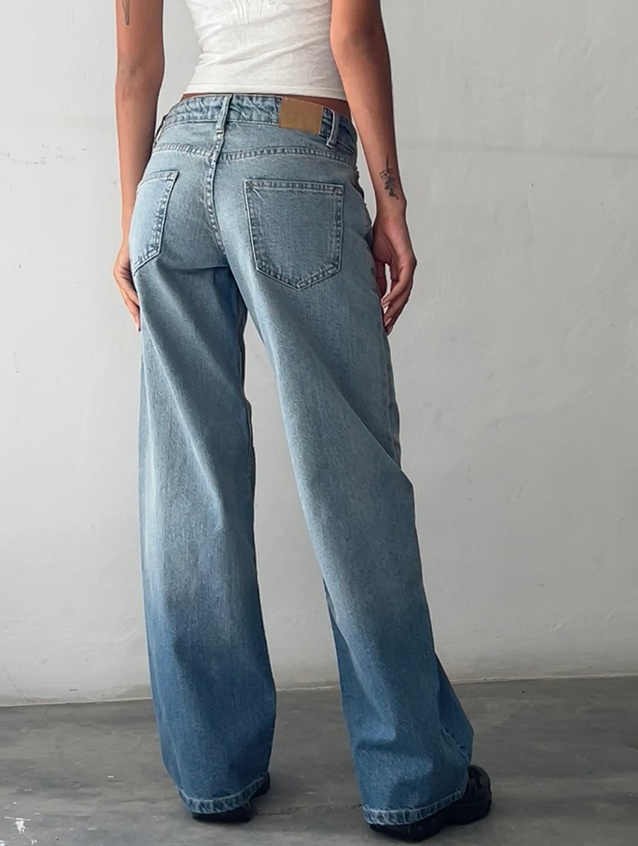 Vintage Bleach Low Rise Parallel Jeans