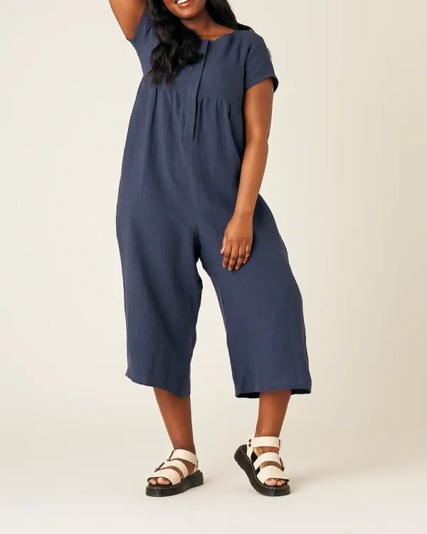 NAVY LINEN JUMPSUIT