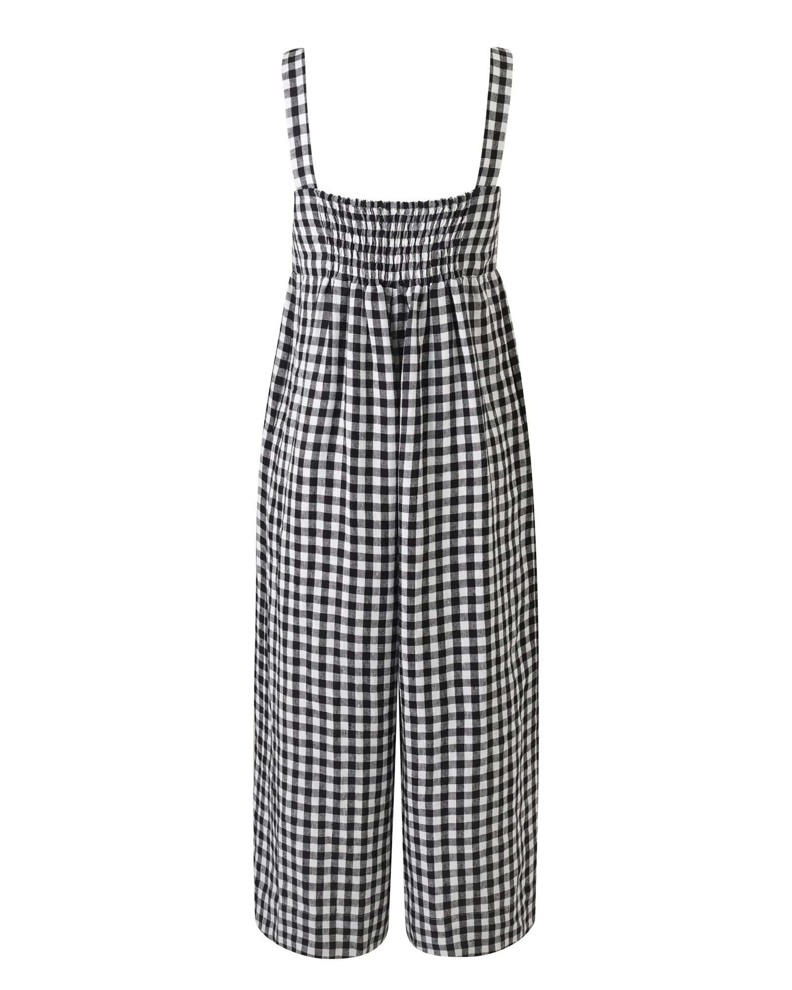 CARI BLACK & WHITE GINGHAM LINEN JUMPSUIT