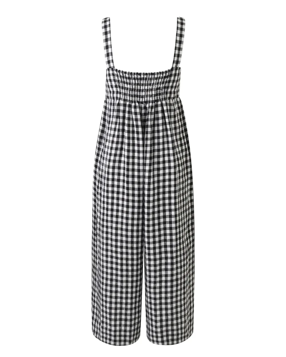 CARI BLACK & WHITE GINGHAM LINEN JUMPSUIT