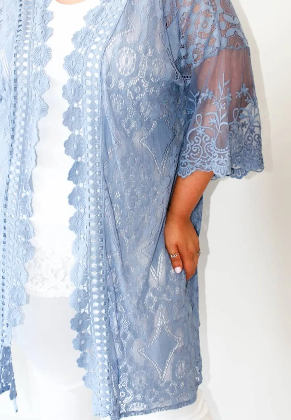 Denim Blue Lace Kimono