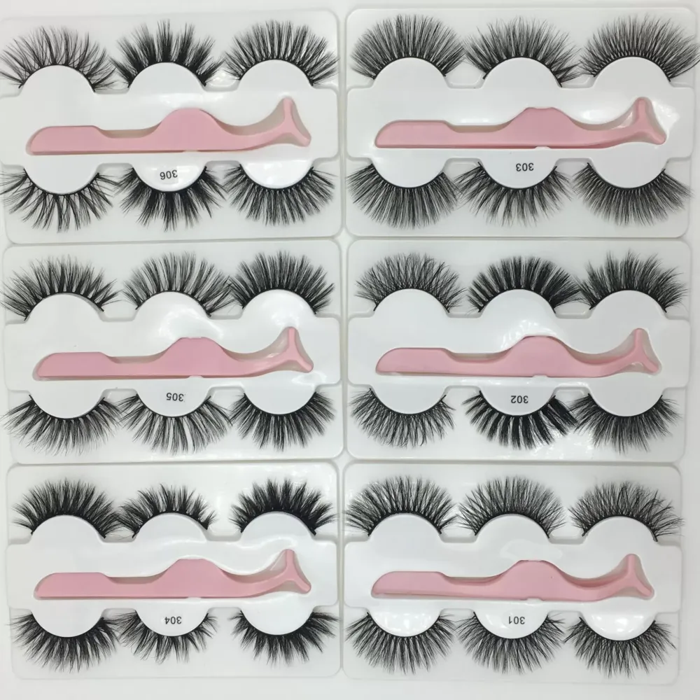 3 Pairs Fake 3d Mink Eyelashes Eye Lashes False Eyelashes Mink Lashes Eyelash Extension Eyelash Tweezer Applicator Makeup Tool