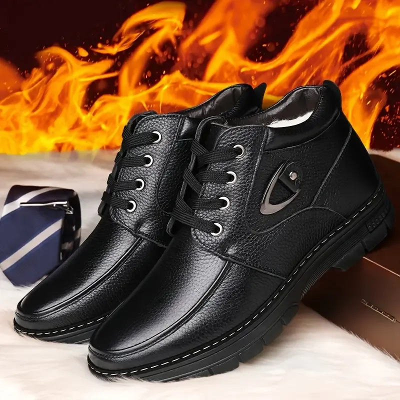 🔥On This Week Sale 70% OFF🔥 Men's Leather Thermal Winter Shoes Boots Lace-ups, Casual Walking Shoes