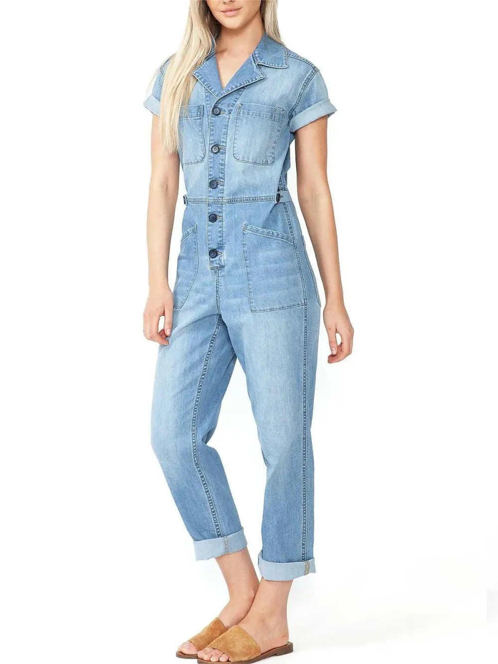 Lana Roux Refined Blue Denim Jumpsuit