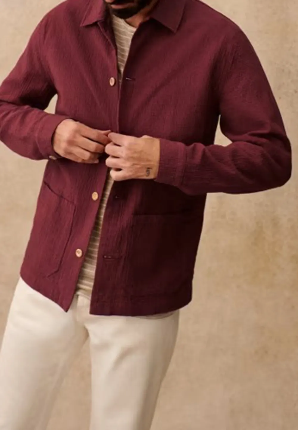 Tim Coton Texture Jacket-Raspberry