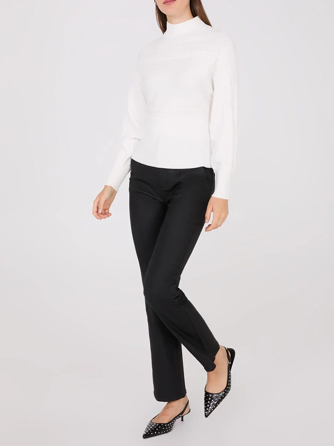 Coated Front Pintuck Pants