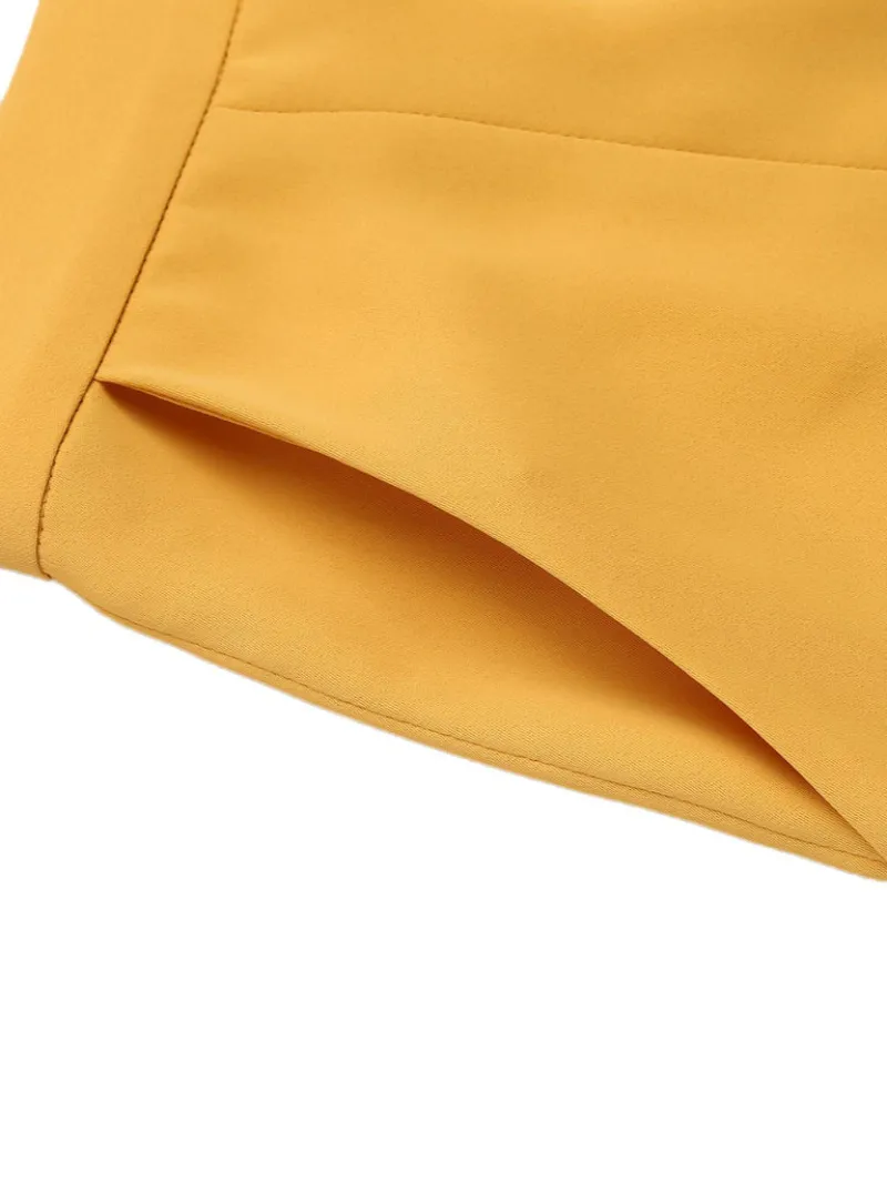 YELLOW 1950S RUFFLED POCKETS SHORTS