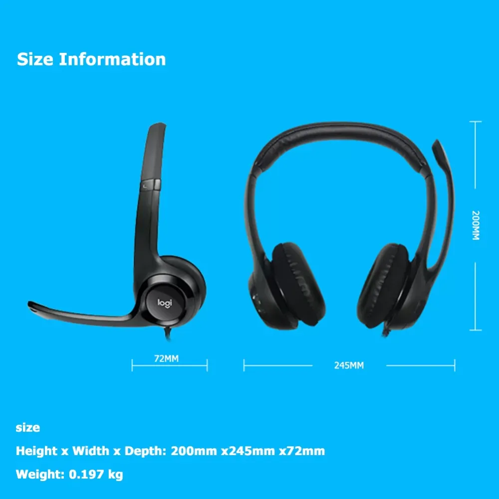 Logtech H390 Stereo Earphone USB Wired Computer Headset With Noise Reduction Foldable Mic With Control for Gaming Meeting Video