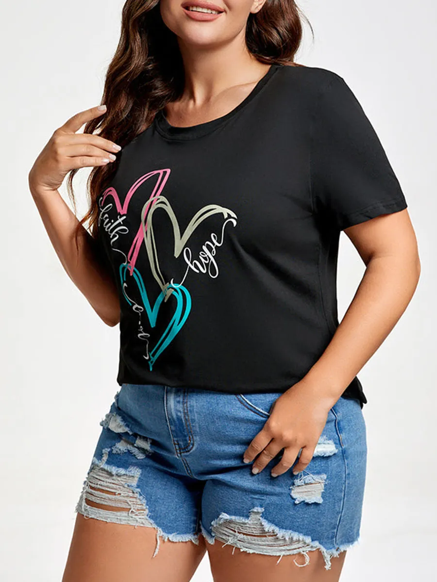 Plus Faith Hope Love Heart Graphic Tee