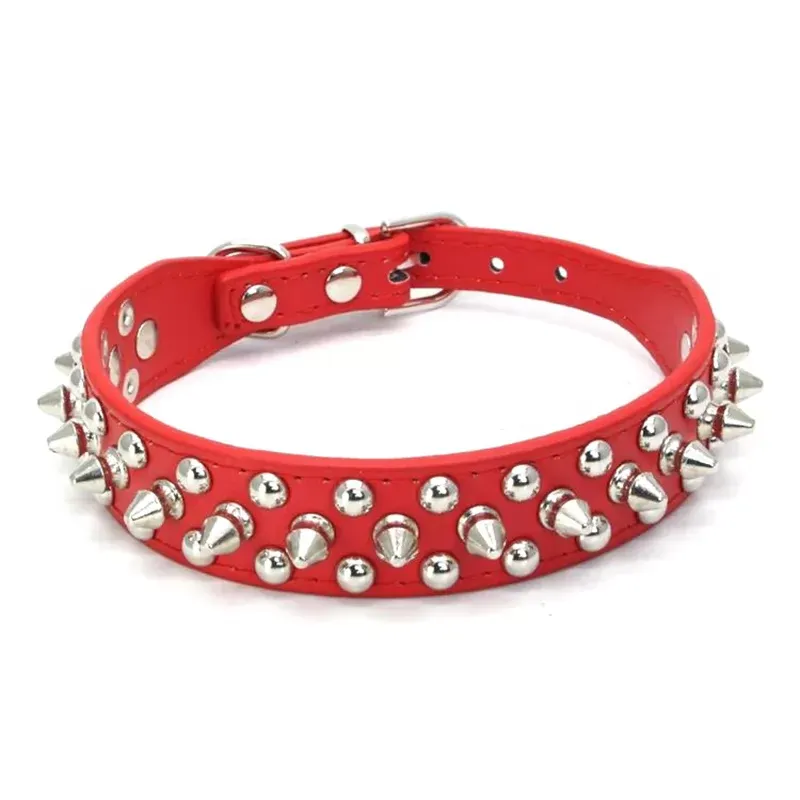 Pet Collars Adjustable Punk Rivet Spiked Studded PU Leather Pet Puppy Dog Collar Neck Straps