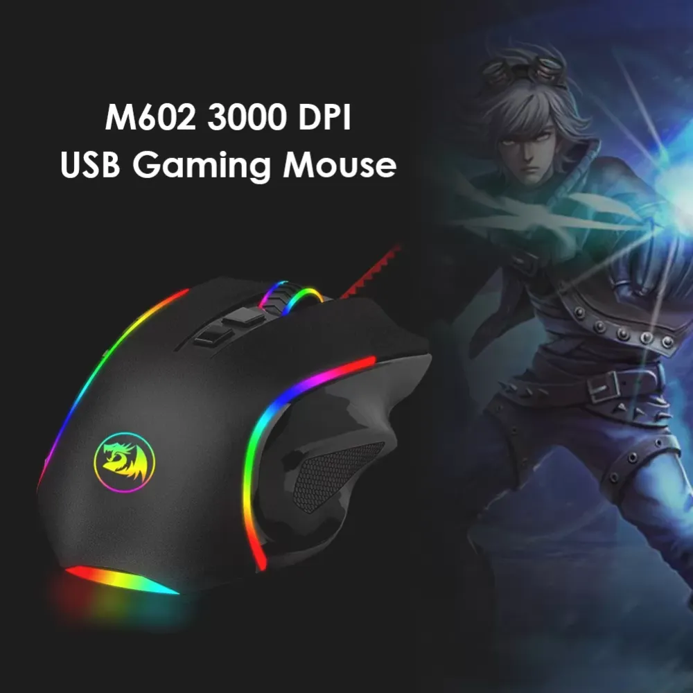 Gaming Mouse Redragon M602A-RGB Small USB Wired Optical Mice Household Computer Accessories for Desktop Laptop PC