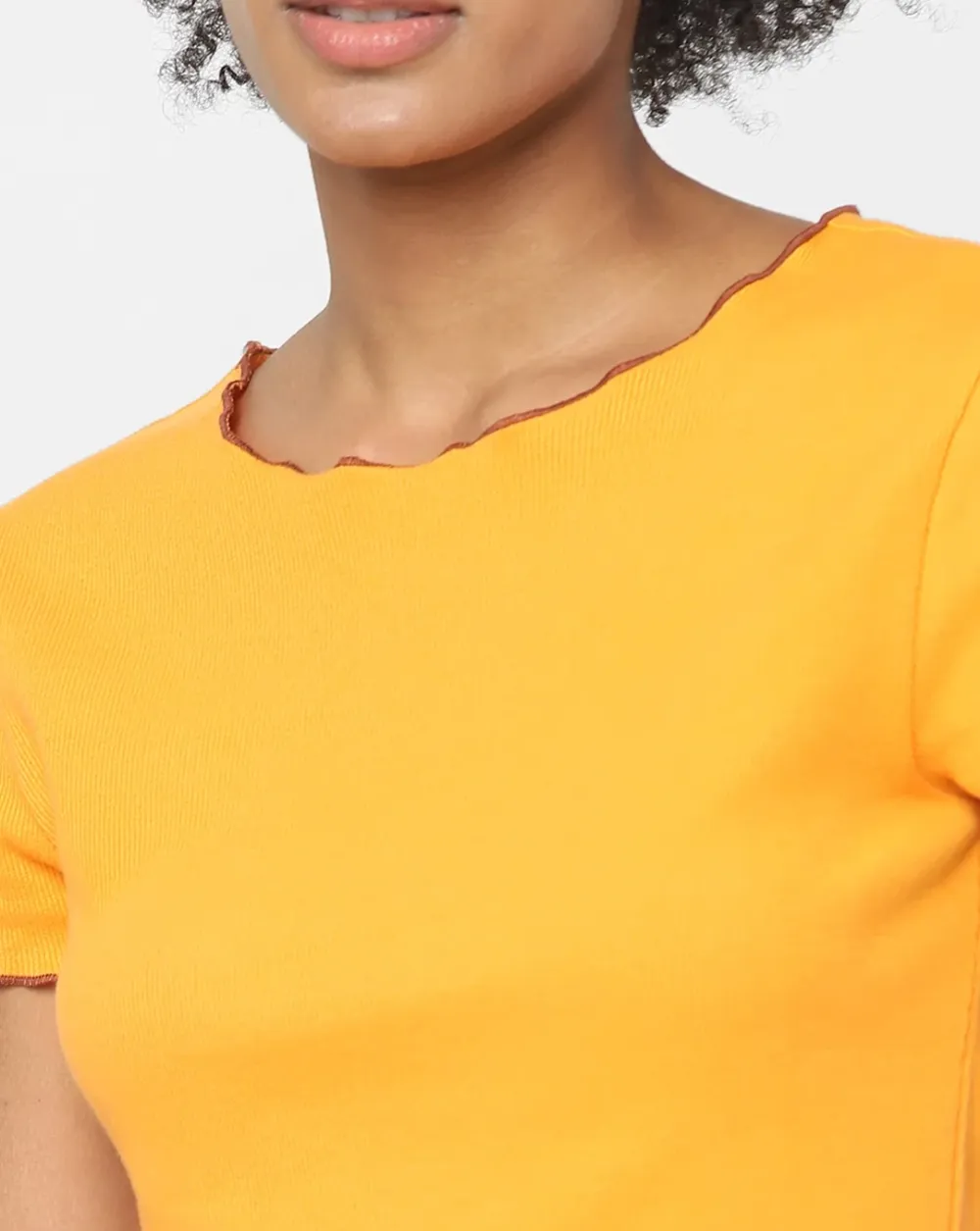 Orange Ribbed Crop Top