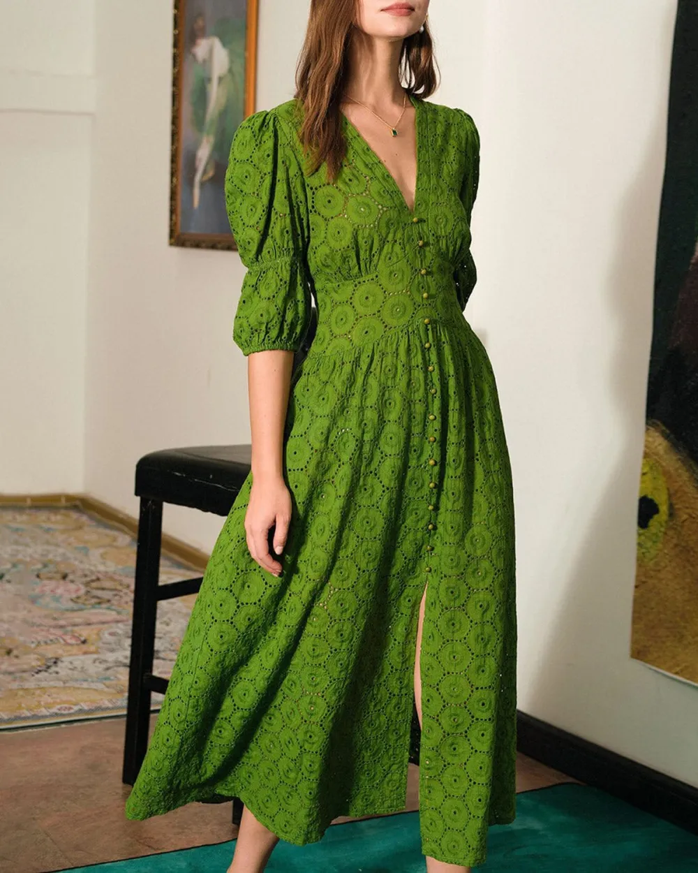 Green hollow fashion dress