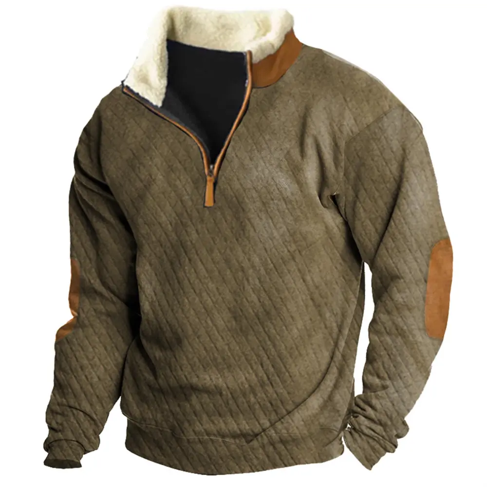 Men's Outdoor Quilted Warm Quarter Zip Sweatshirt