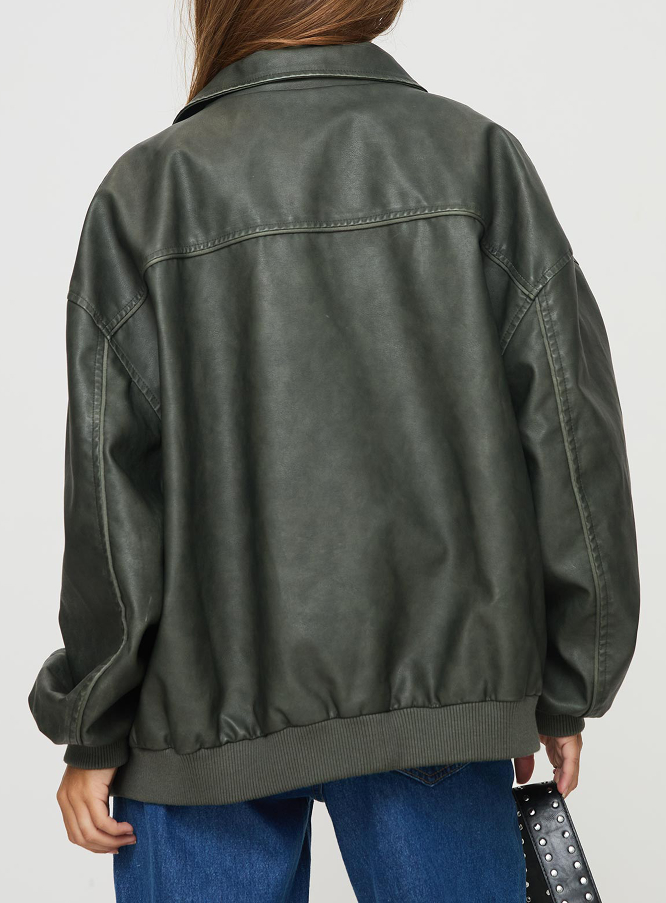 Goldsmith Faux Leather Jacket Washed Forest