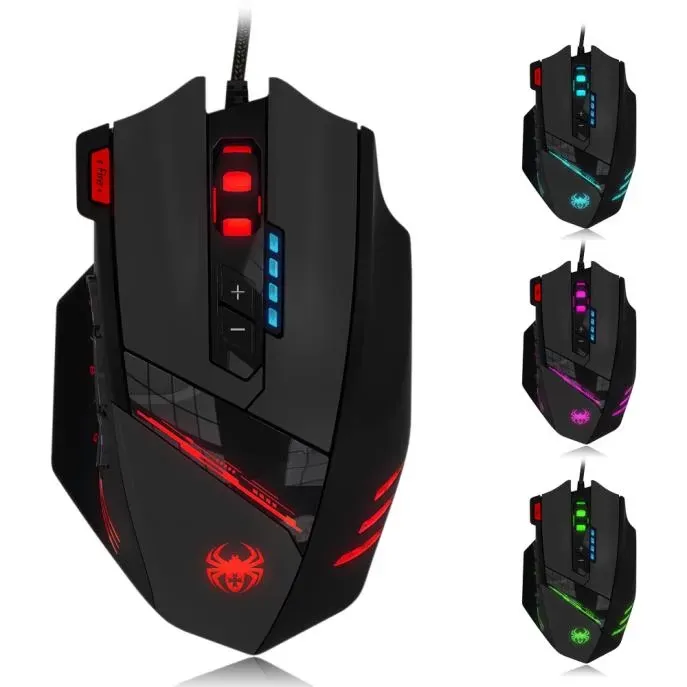 Zelotes C-12 Programmable Buttons LED Optical USB Custom Gaming Mouse Mice 8000 DPI Computer Table Ergonomic Silent For PC Laptop