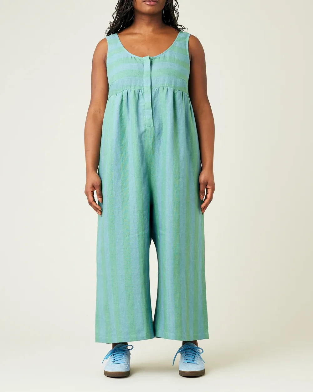 OCEAN STRIPE LINEN JUMPSUIT