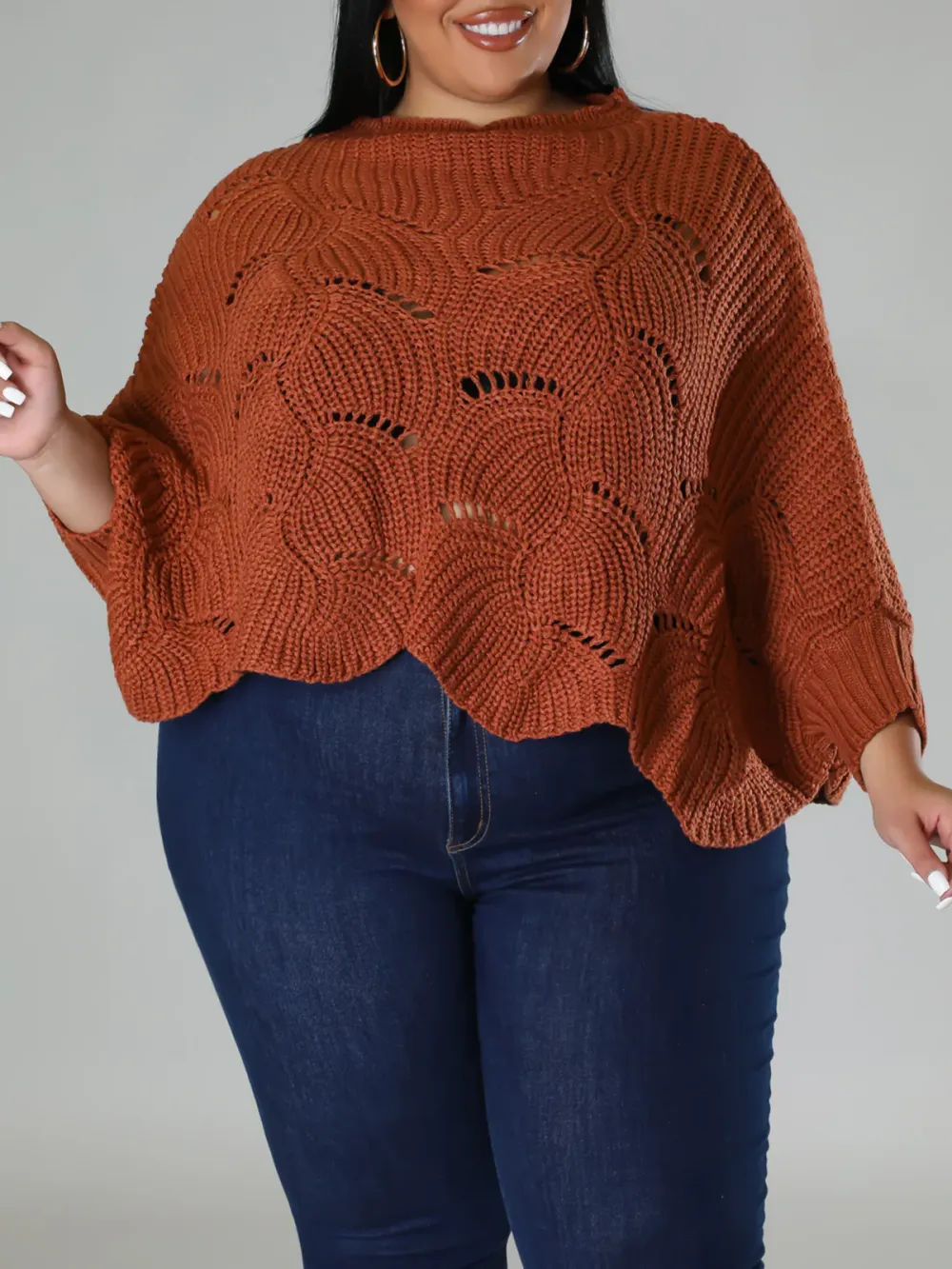 Plus-Size Fashion Women'S Knitted Pullover