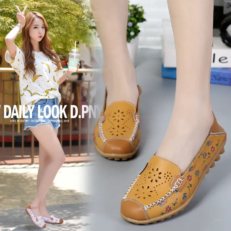 CiloolSlip on loafers Flowers Hollowed Out Casual Shoes