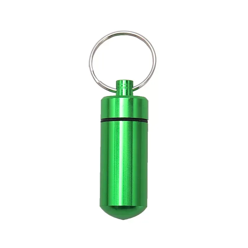 New Key Chain Medicine Pill Bottle Box Cache Drug Holder Container Keychain Aluminum Storage Case Medicine Container box