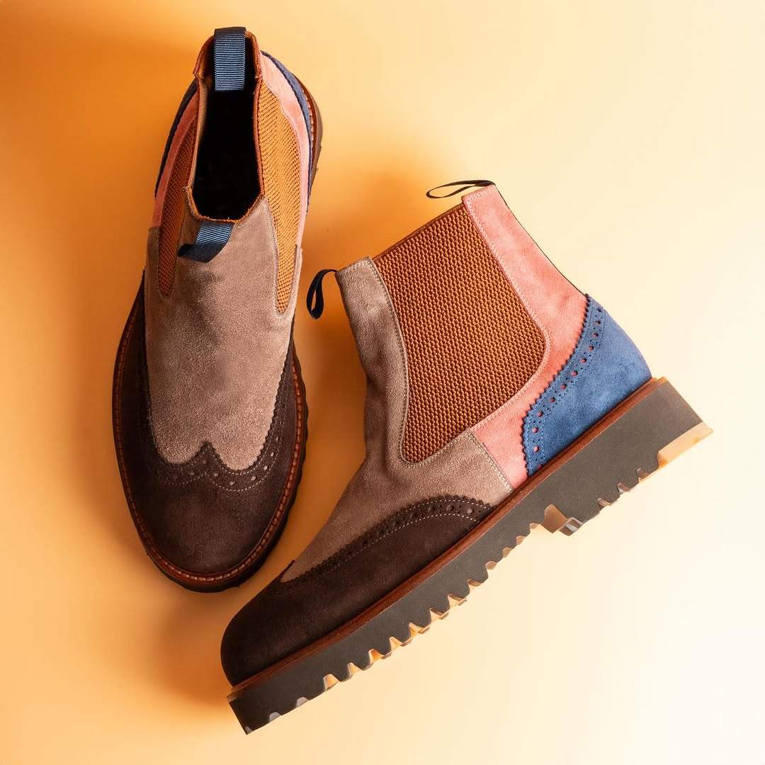 Colorblock Suede Chelsea Boots