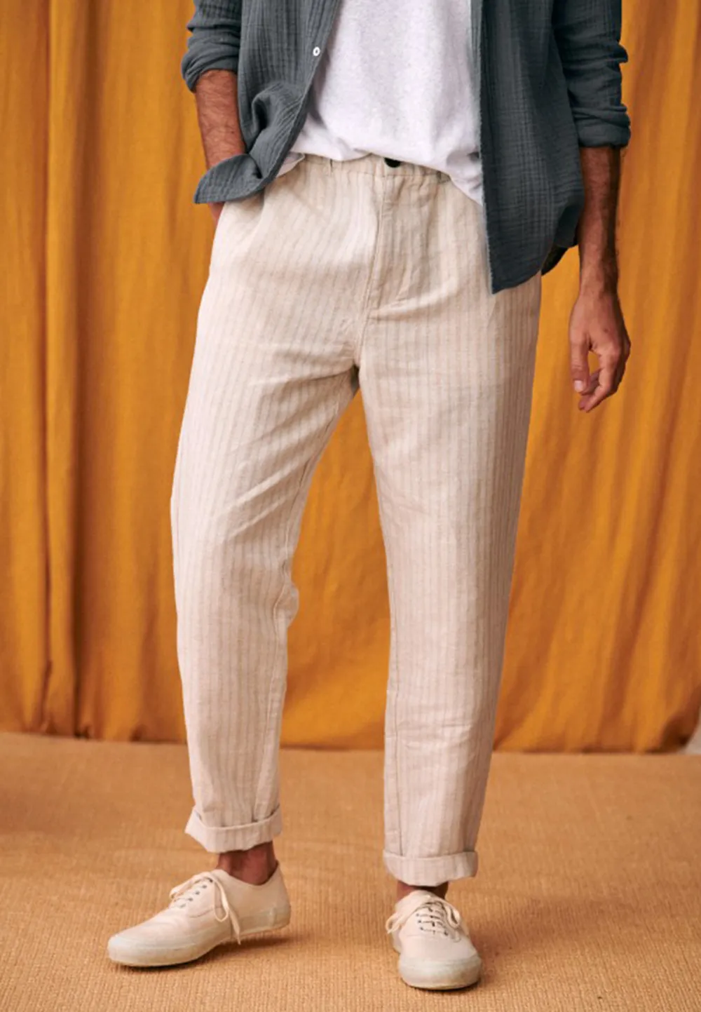 Shane Trousers-Striped beige