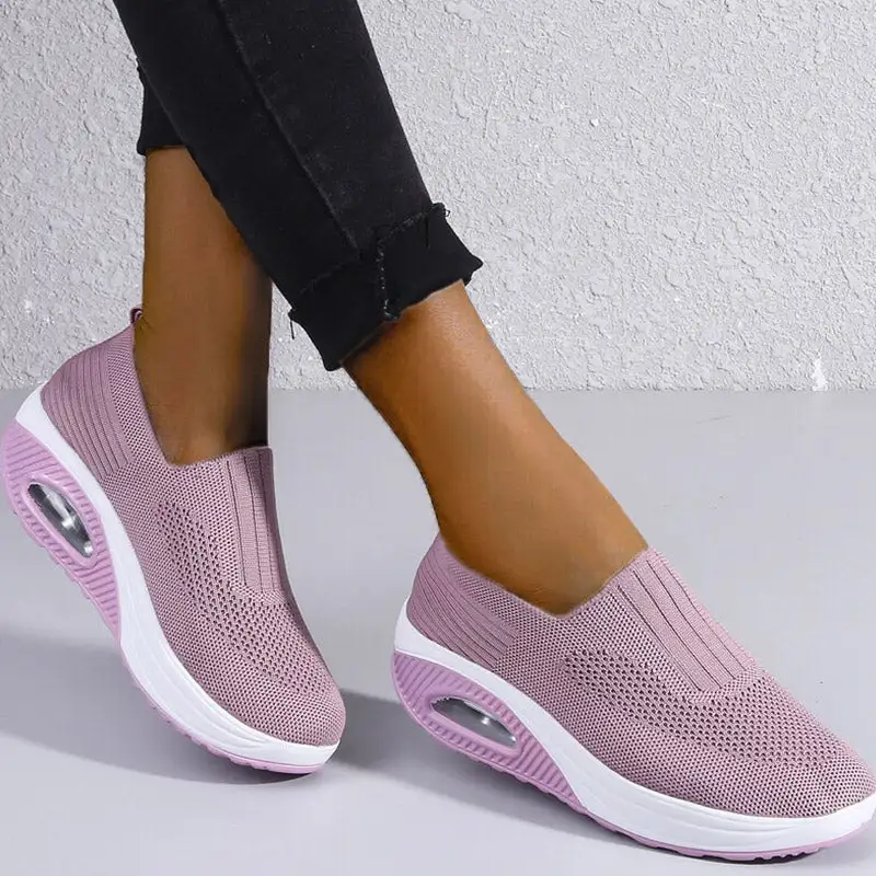 Cilool Casual Shoes Breathable Ladies Platform Sock Sneakers