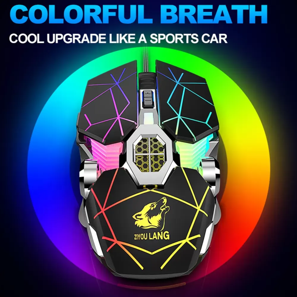 designed high-end professional optical game mouse, with 7 kinds of bright LED backlight colors suitable for lol CS, 3200 DPI