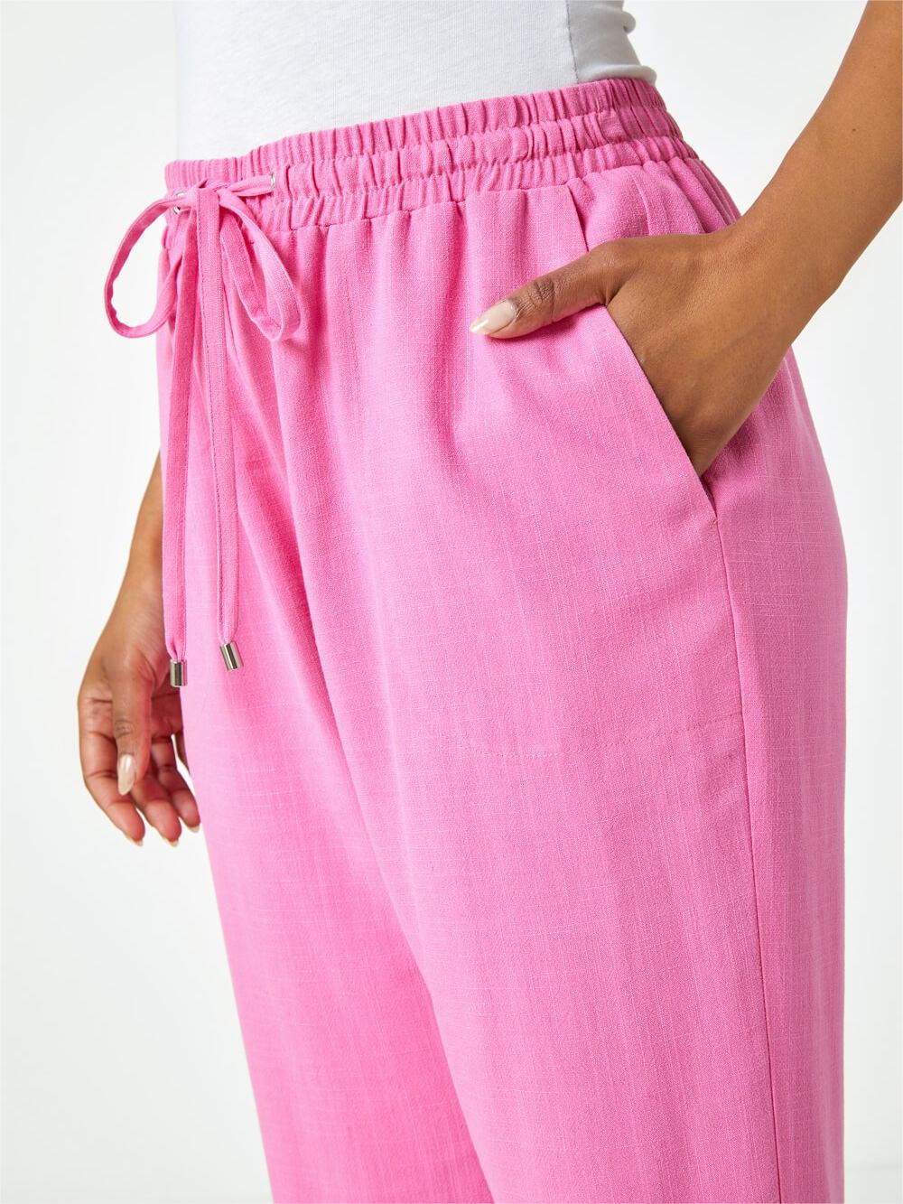 Pink mid-length wide-leg pants