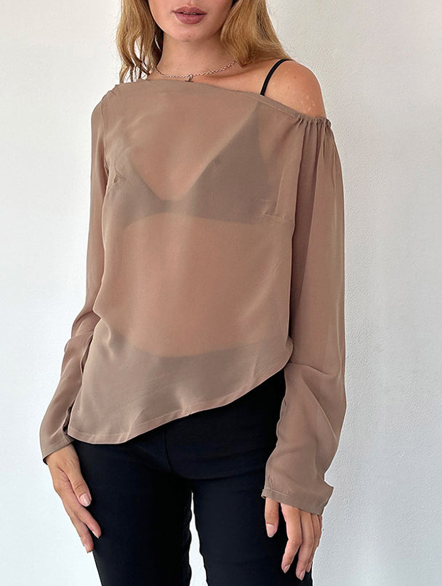 Riot Top In Chiffon Light Brown