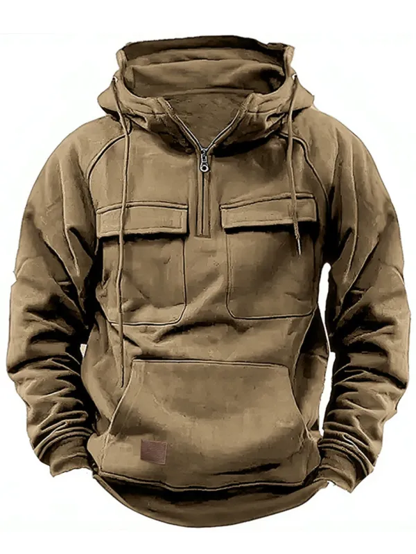 Men's Casual Zip Double Pocket Hooded Sweatshirt