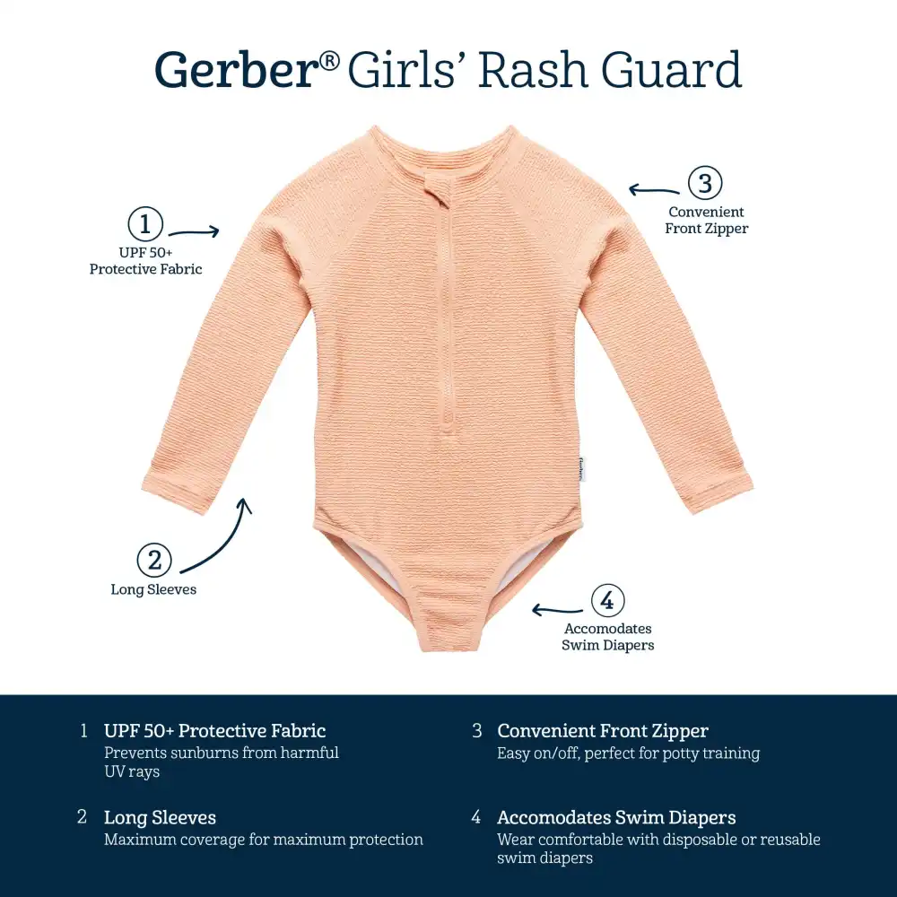 Toddler Girls Peach Rashguard