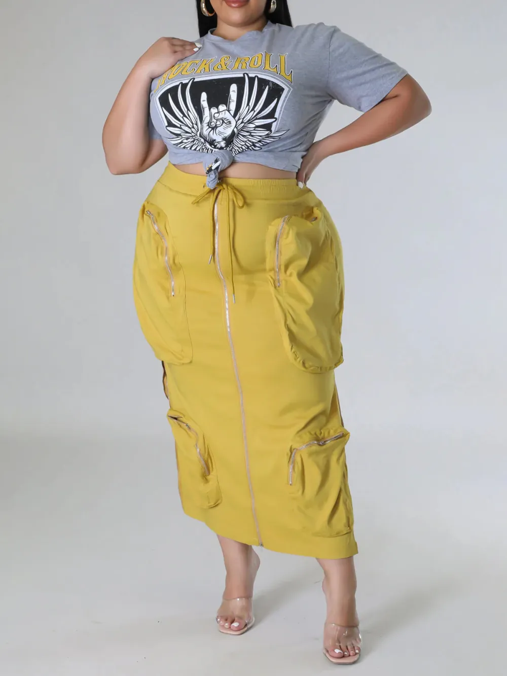 Plus-Size Fashion Women'S Cargo Style Skirt