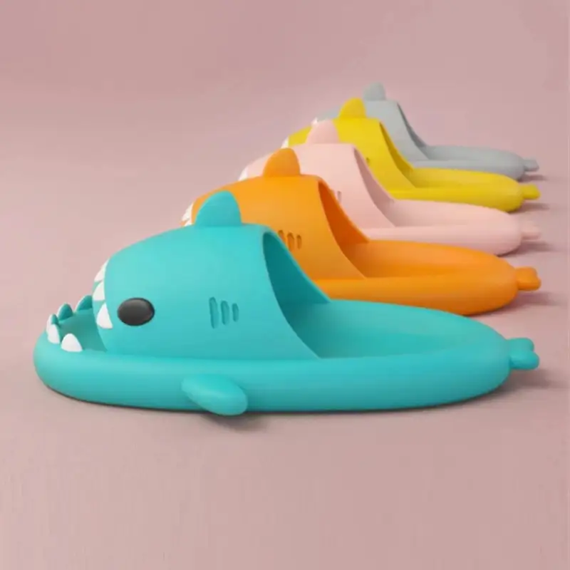 Summer Lovely Shark Shape Slippers Cartoon Couples Slides Beach Sandals Non-slip Soft EVA House Bath Girls Slippers