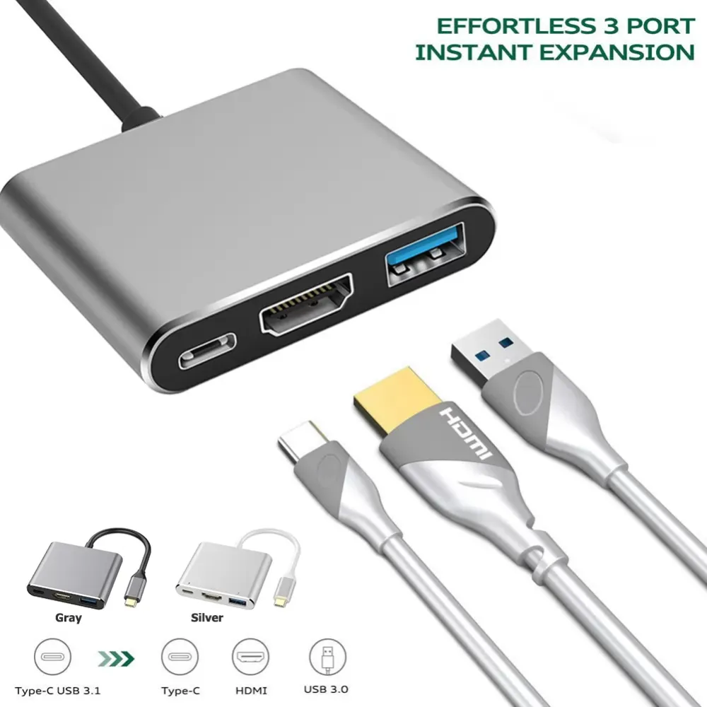 USB3.0 PD Charging 4K HDMI Adapter USB 3.1 Type-C HUB Converter Plug Play Convenient Quick Operate for Computer PC