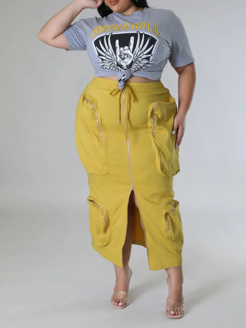 Plus-Size Fashion Women'S Cargo Style Skirt