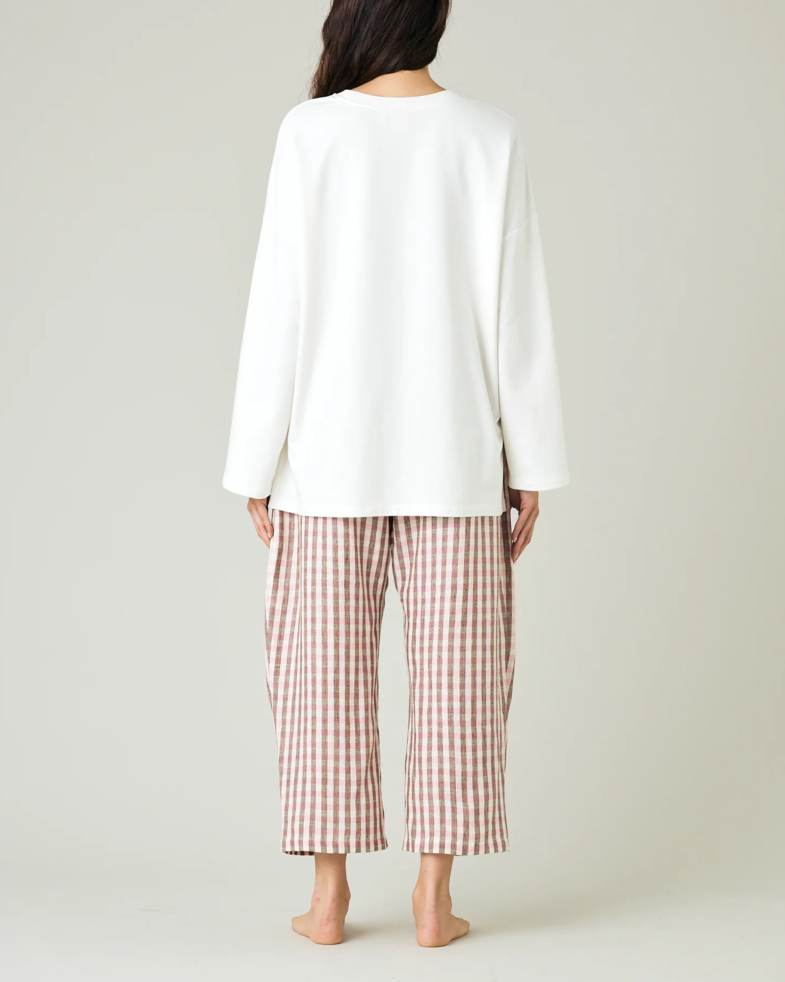 ULTIMATE PJ TROUSERS BROWN & PINK CHECK LINEN