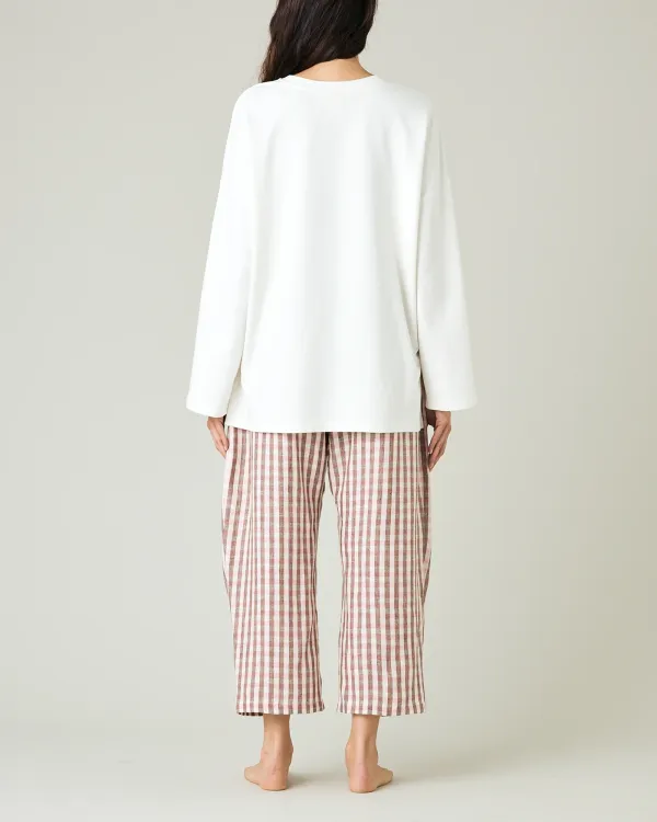 ULTIMATE PJ TROUSERS BROWN & PINK CHECK LINEN