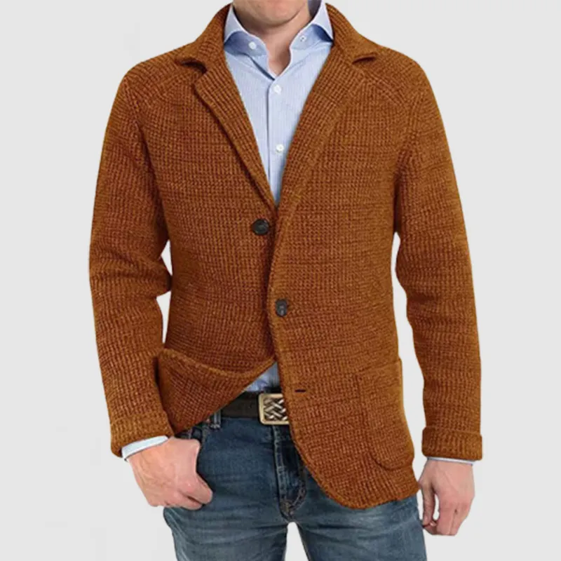 🔥Mid Year Sale 60% OFF🔥 - Men's Elegant Lapel Pocket Long Sleeve Knit Jacket