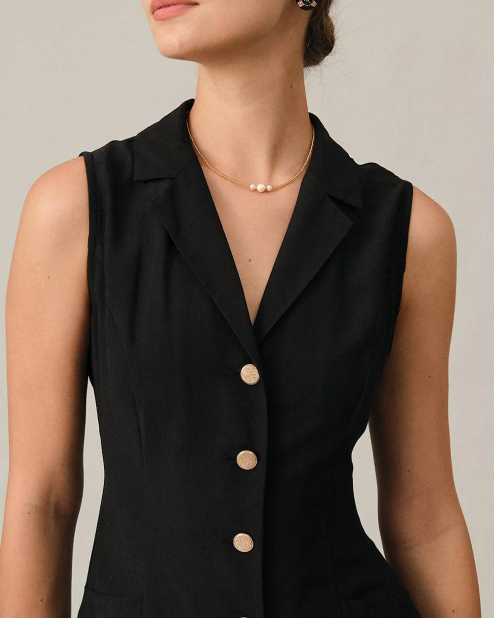 Black business dress with lapel